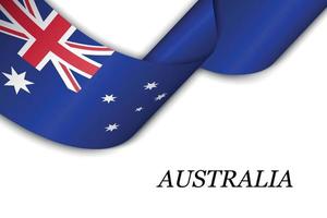 Waving ribbon or banner with flag of Australia. vector