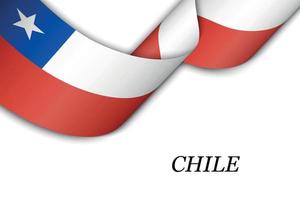 Waving ribbon or banner with flag of Chile vector