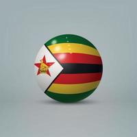 Bola o esfera de plástico brillante realista en 3d con bandera de zimbabwe vector