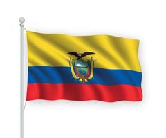 3d bandera ondeante ecuador aislado sobre fondo blanco. vector