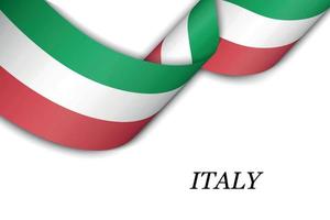 Waving ribbon or banner with flag of Italy