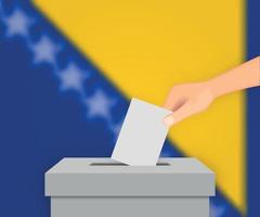 Bosnia election banner background. Ballot Box with blurred flag Template for your design vector