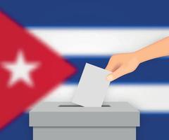 Cuba election banner background. Ballot Box with blurred flag Template for your design vector