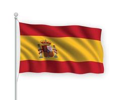 3d waving flag Spain Isolated on white background. vector