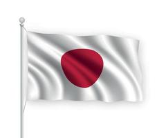3d waving flag Japan Isolated on white background. vector