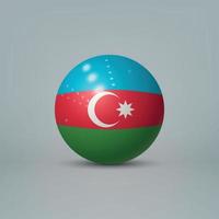 Bola o esfera de plástico brillante realista en 3d con bandera de azerbaiyán vector