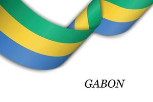 Waving ribbon or banner with flag of Gabon. vector