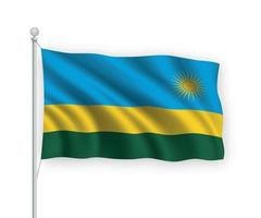 3d waving flag Rwanda Isolated on white background. vector