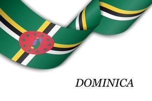 Waving ribbon or banner with flag of Dominica vector