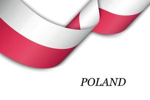 Waving ribbon or banner with flag of Poland vector