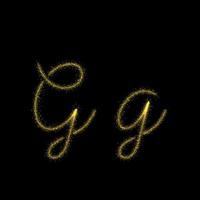 Gold glitter letter G, star sparkle trail font for your design vector