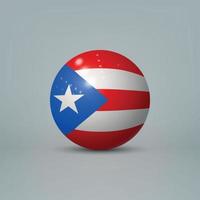 3d realistic glossy plastic ball or sphere with flag of Puerto R vector