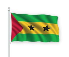 3d waving flag Sao Tome and Principe Isolated on white backgroun vector