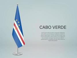 Cabo Verde hanging flag on stand. Template forconference banner vector