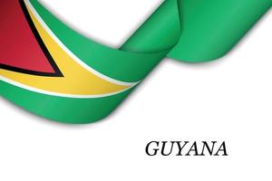 Waving ribbon or banner with flag of Guyana vector