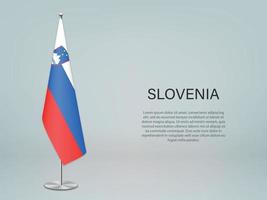 Slovenia hanging flag on stand. Template forconference banner vector