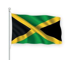 3d bandera ondeante jamaica aislado sobre fondo blanco. vector
