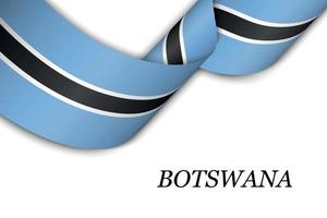 Waving ribbon or banner with flag of Botswana. vector