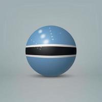 3d realistic glossy plastic ball or sphere with flag of Botswana vector