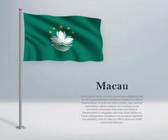 Waving flag of Macau on flagpole. Template for independence day vector