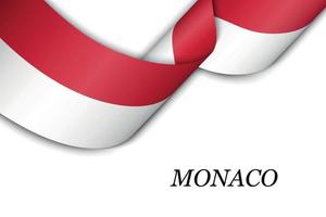 Waving ribbon or banner with flag of Monaco vector