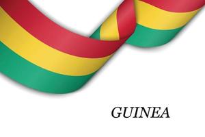 Waving ribbon or banner with flag of Guinea. vector