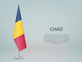 Chad hanging flag on stand. Template forconference banner vector