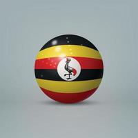 3d realistic glossy plastic ball or sphere with flag of Uganda vector