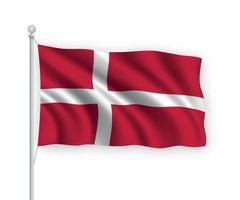 3d waving flag Denmark Isolated on white background. vector