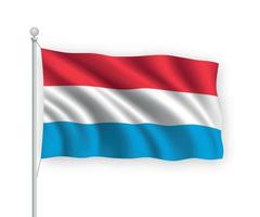 3d bandera ondeante luxemburgo aislado sobre fondo blanco. vector