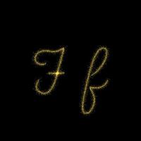 letra f de brillo dorado, fuente de rastro de brillo estelar para su diseño