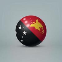 Bola o esfera de plástico brillante realista 3d con bandera de papua ne vector