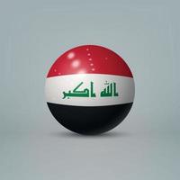 Bola o esfera de plástico brillante realista en 3d con bandera de irak vector