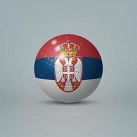 Bola o esfera de plástico brillante realista en 3d con bandera de serbia vector