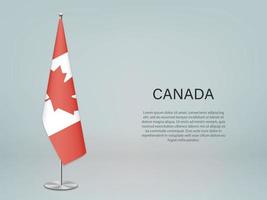 Canada hanging flag on stand. Template forconference banner vector