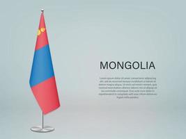 bandera colgante de mongolia en el stand. plantilla para banner de conferencia vector