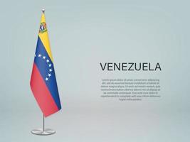 Venezuela hanging flag on stand. Template forconference banner vector