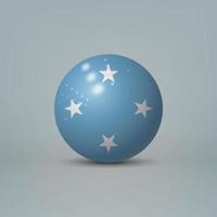 3d realistic glossy plastic ball or sphere with flag of Micrones vector