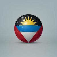 3d realistic glossy plastic ball or sphere with flag of Antigua vector