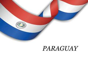 cinta ondeante o pancarta con bandera de paraguay vector