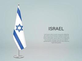Israel hanging flag on stand. Template forconference banner vector