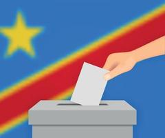 DR Congo election banner background. Ballot Box with blurred fla Template for your design vector