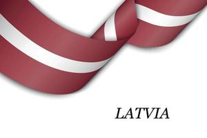 Waving ribbon or banner with flag of Latvia vector