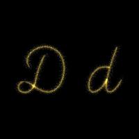 Gold glitter letter D, star sparkle trail font for your design vector