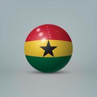 Bola o esfera de plástico brillante realista en 3d con bandera de ghana vector