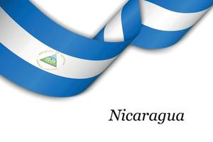 Waving ribbon or banner with flag of Nicaragua vector