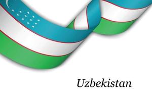 Waving ribbon or banner with flag of Uzbekistan vector