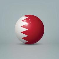 Bola o esfera de plástico brillante realista en 3d con bandera de bahrein vector