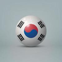 Bola o esfera de plástico brillante realista en 3d con bandera del sur de ko vector
