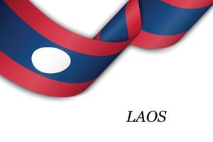 Waving ribbon or banner with flag of Laos vector